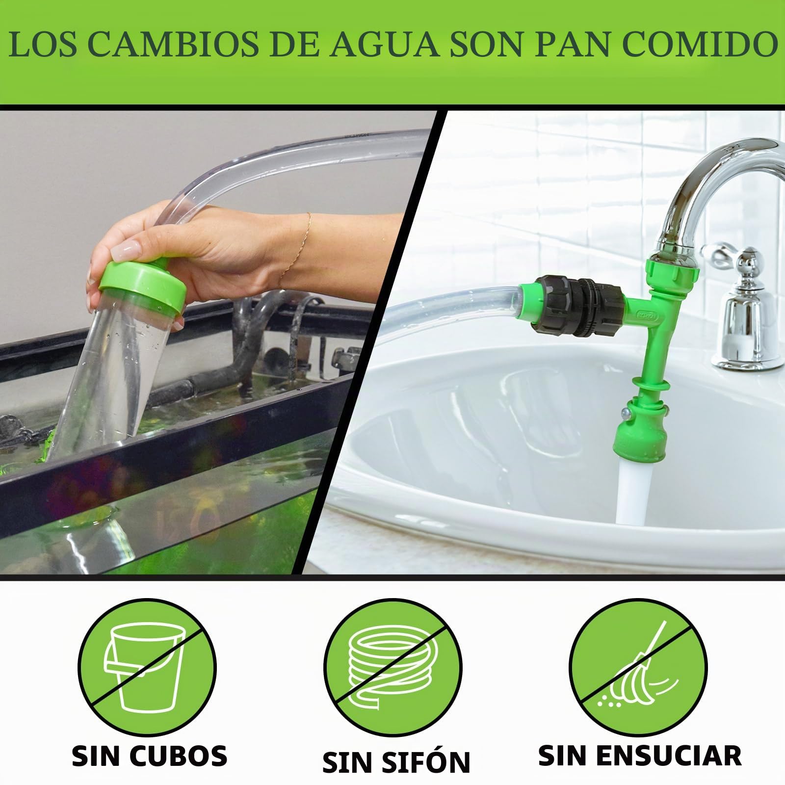 Python - Sistema de Mantenimiento de Acuario sin derrames, Limpiador de Grava y Cambiador de Agua, 50 pies