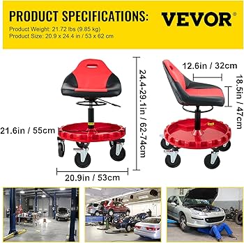VEVOR Mechanic Kruk Rolbare Werkstoel 136kg Opstapkruk 360 Draaibaar VEVOR Mechanic Kruk Rolbare Werkstoel 136kg Opstapkruk 360 Draaibaar