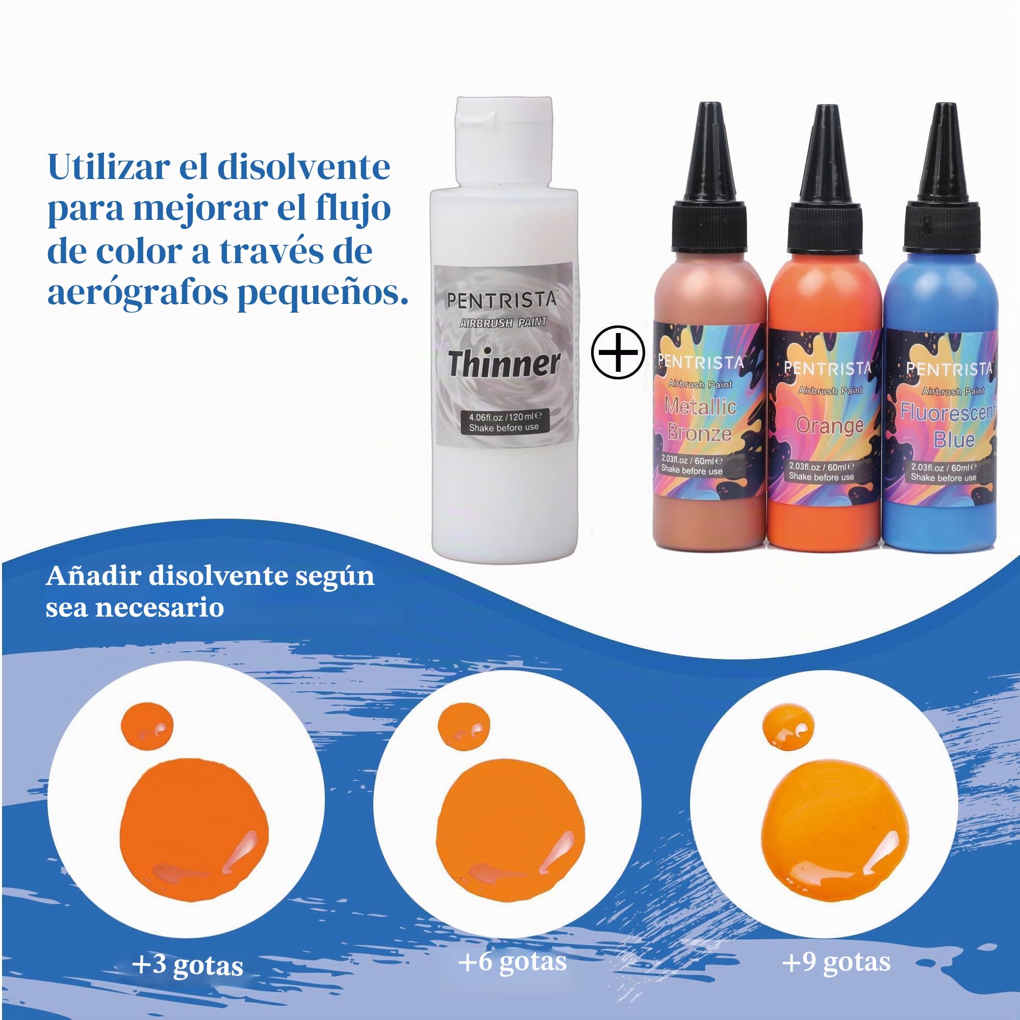 Pintura para aerógrafo, 24 x 60 ml+2 x 120 ml diluyente