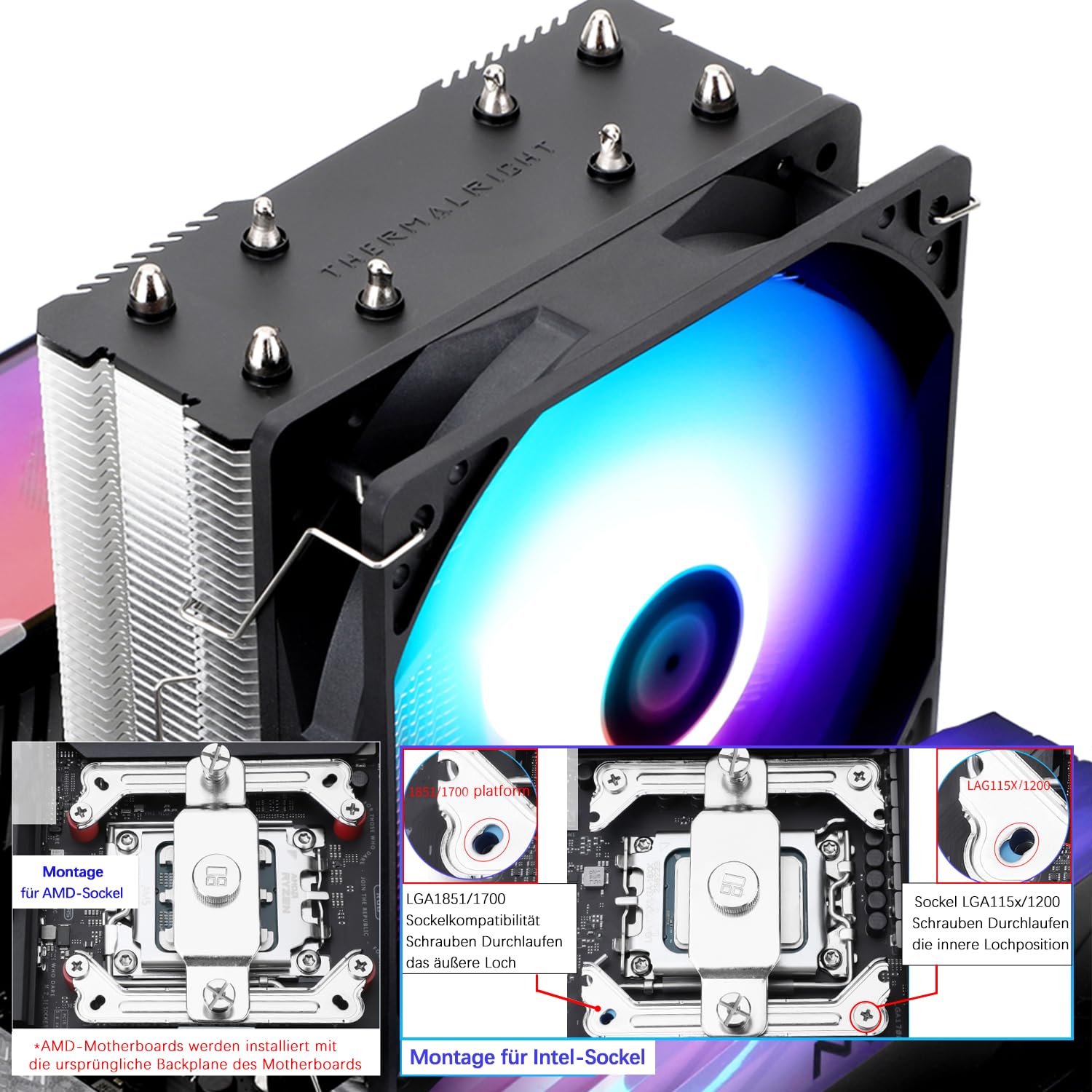 TR-Thermalright Assassin X 120R SE ARGB Refroidisseur de CPU - 4 Caloducs, Ventilateur Silencieux 120 mm, pour AMD AM4/AM5, Intel LGA1851/1700/115x/1200, Refroidisseur pour PC