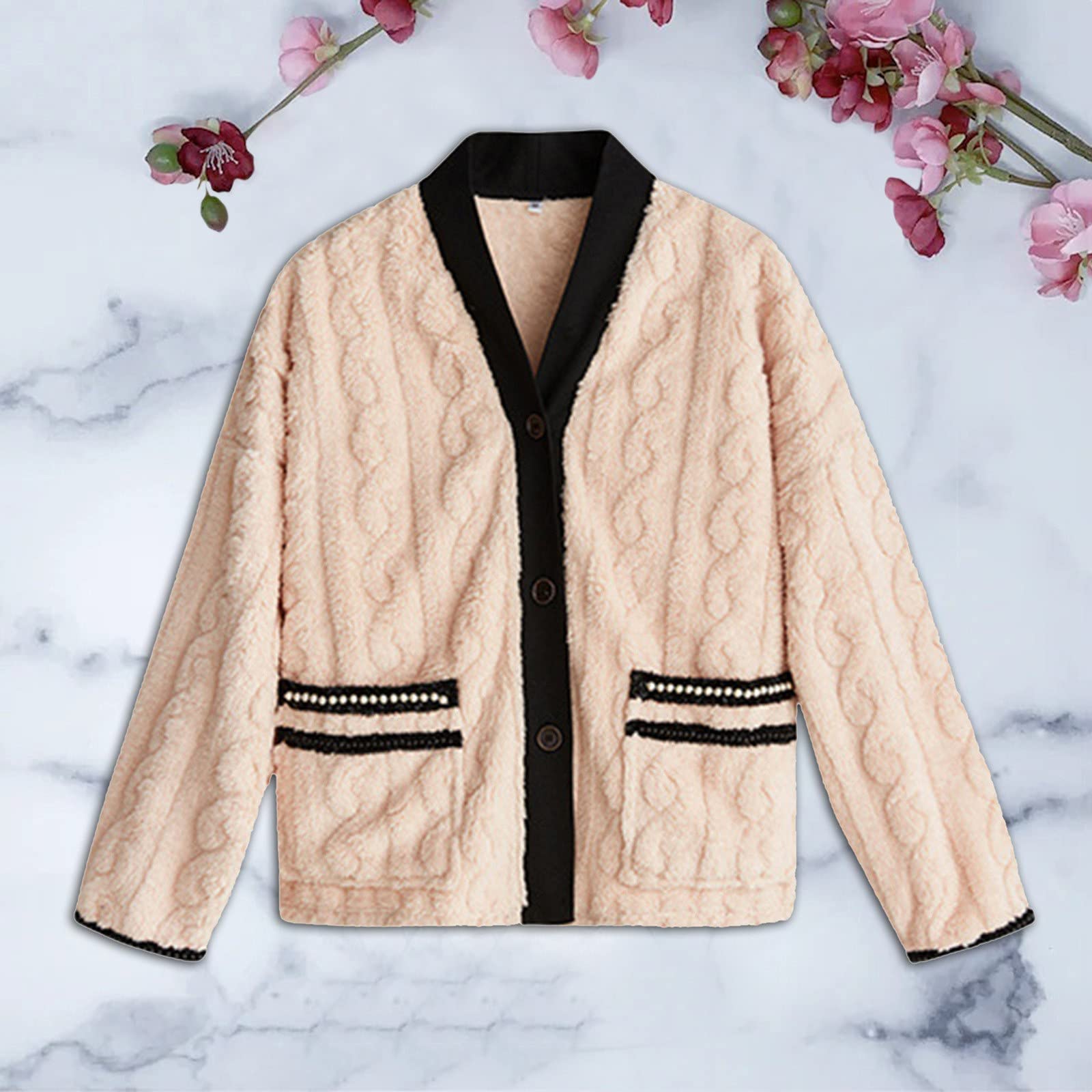 CMBSSTFC Warmer Flanell-Pyjama für Damen, kuschelig Warmer Damen-Pyjama, Winter-Pyjamahose + Langarm-Pullover, kuscheliger Anzug, Zweiteiliger Fleece-Pyjama, Flauschiger Hausanzug für Mädchen