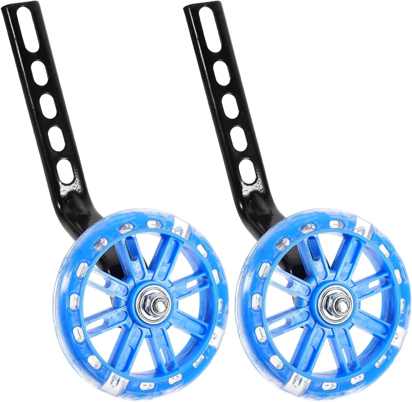 Replacement Training Wheels for Bike, 2pcs Adjustable Balance Stabilisers with Flashing Blue Wheels, Quiet Sturdy Accessories for ’s Bicycle Learning Support