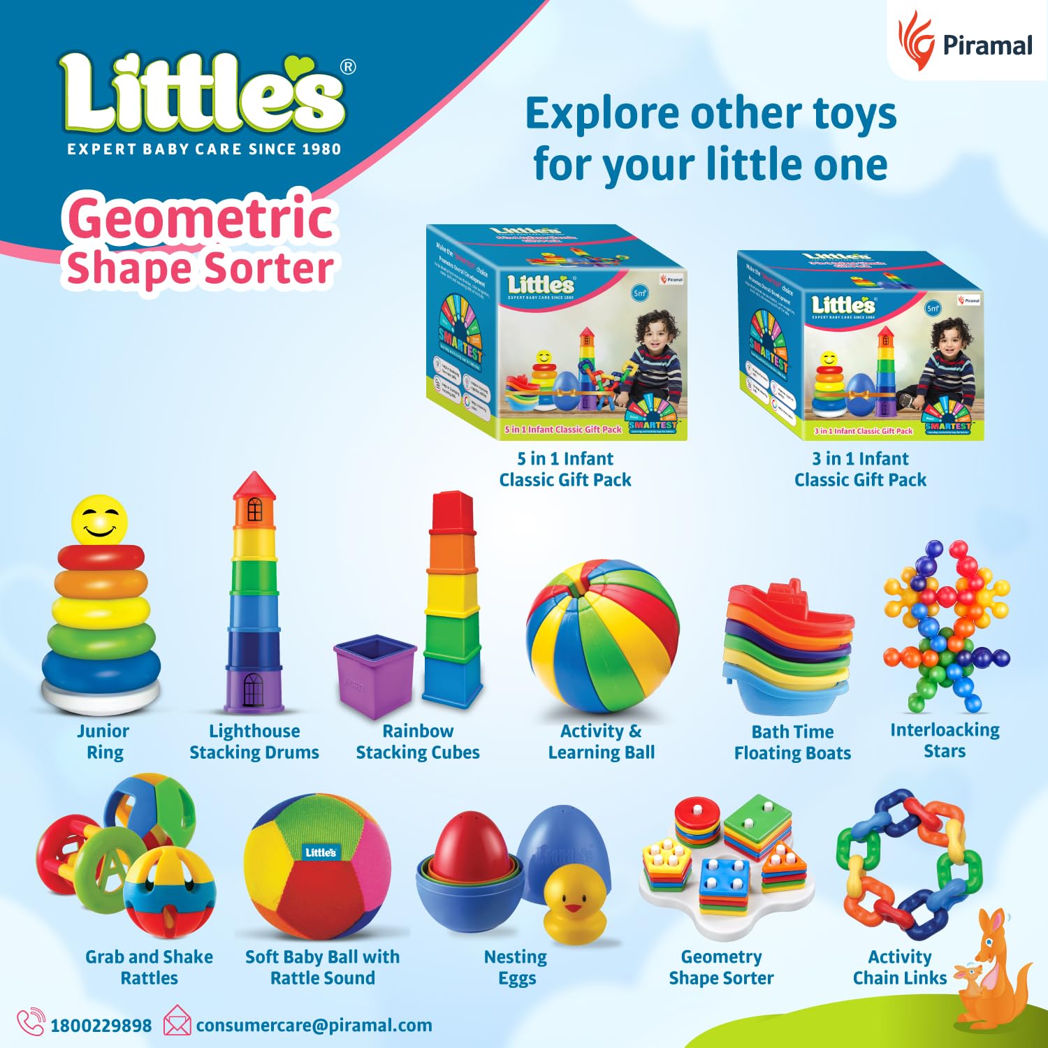 Little's Geometric Shape Sorter | 25 Pieces with 5 Shapes & Colors | Enhances Sensory Development - Image 5 thumbnail