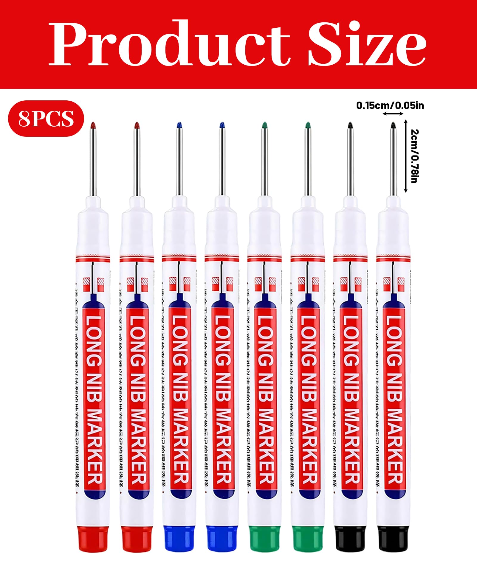 Deep Hole Marker Pens - 8 Pack for Construction & DIY -2