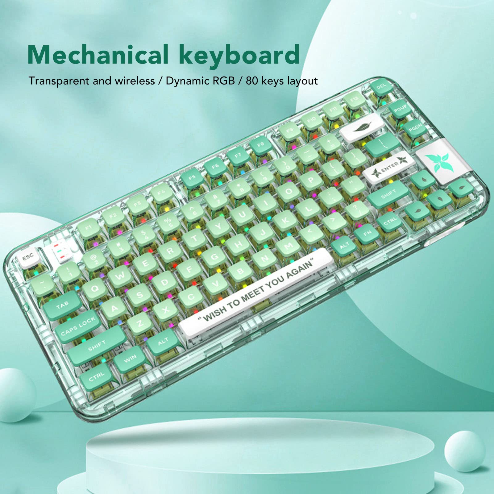 メカニカルキーボード RGBライティング 透明 Amazon | ZDawnn 80%透明メカニカルゲーミングキーボード ホット
