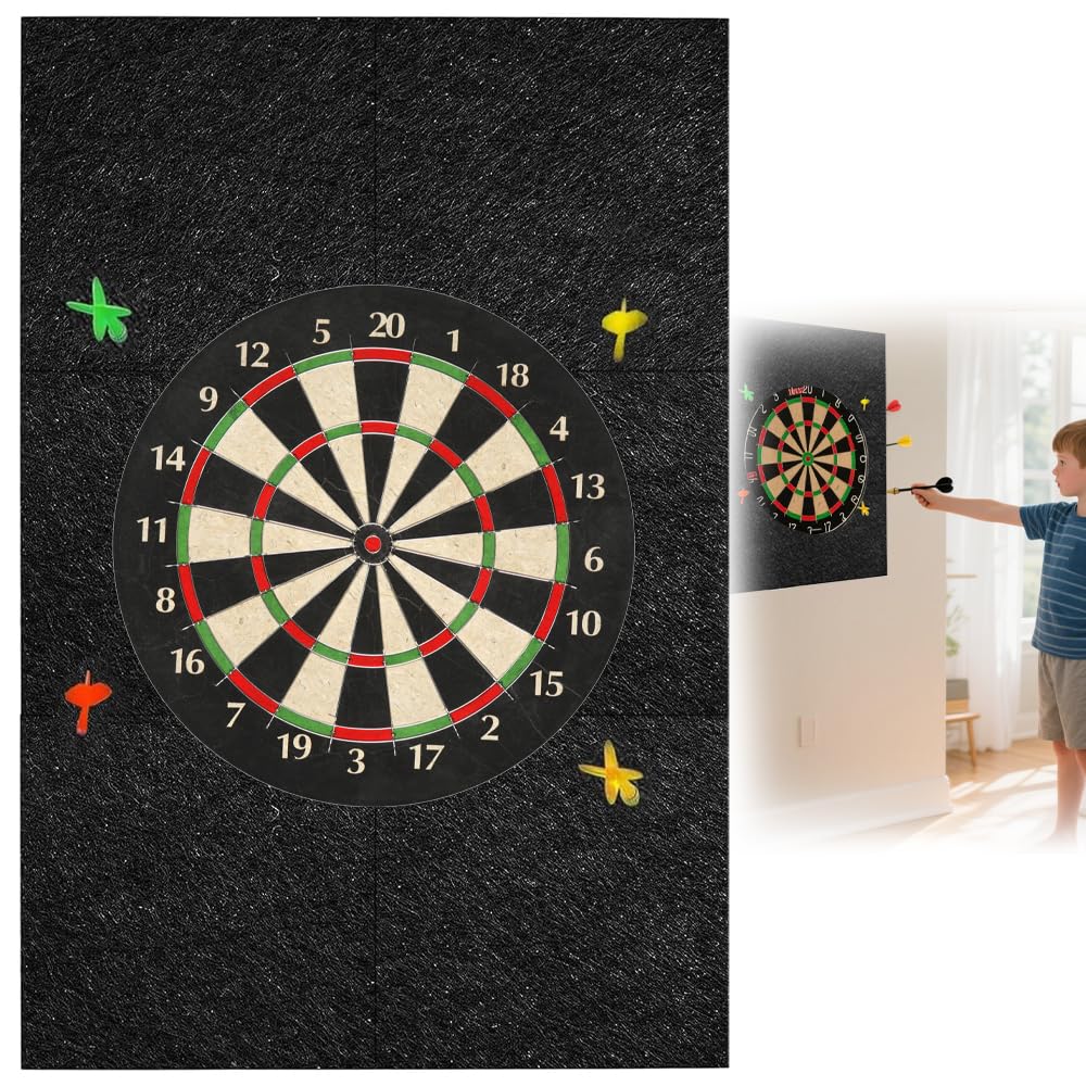 Dart Board Wall Protector, Felt Dartboard Surround, Self-Adhesive Spliced Wall Surround Board, Dart Board Area Backer, Backboard Accessories for Darts Tips Blunt Protection