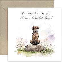 Thinking of You Card for Pet Owner - Thinking of You Gifts - Condolences Card for Loss of Dog - Condolences, Bereavement, Sorry for Your Loss | Blank Inside Envelope