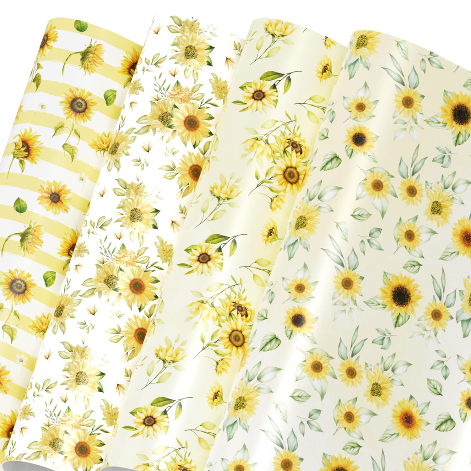 Mpanwen Sunflower Wrapping Paper for Baby Shower, 12 Sheets Sunflower Gift Wrap Wrapping Paper for Baby Boys Girls - 20 x 29.5 Inches Per Sheet