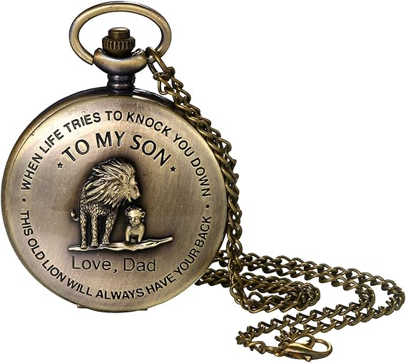 Lancardo Bronzen Quartz Pocket Horloge Gegraveerd om Mijn Zoon Liefde Papa  Heren Jongens Volledige Hunter Fob Pocket Horloge Grote Arabische Markers  met Ketting : Amazon.nl: Kleding, schoenen \u0026 sieraden