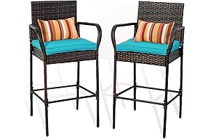 Sundale Outdoor All Weather Patio Bar Stools with Back Rest
