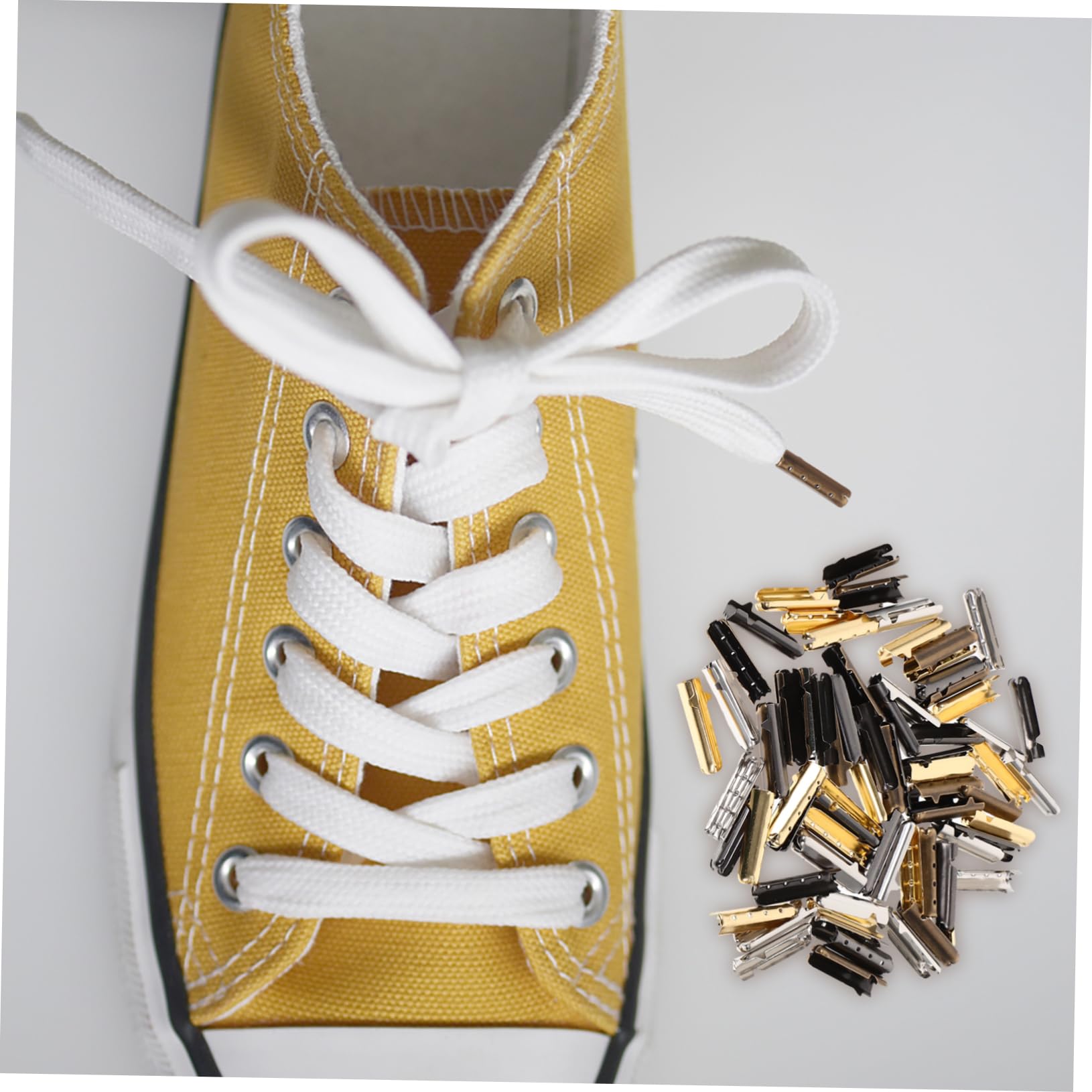 VANZACK 80 Piezas de Puntas de Cobre para Cordones de Zapatos, Cabezas de Repuesto para Reparación, Facilitan Cruzar Agujeros y Acortan Cordones