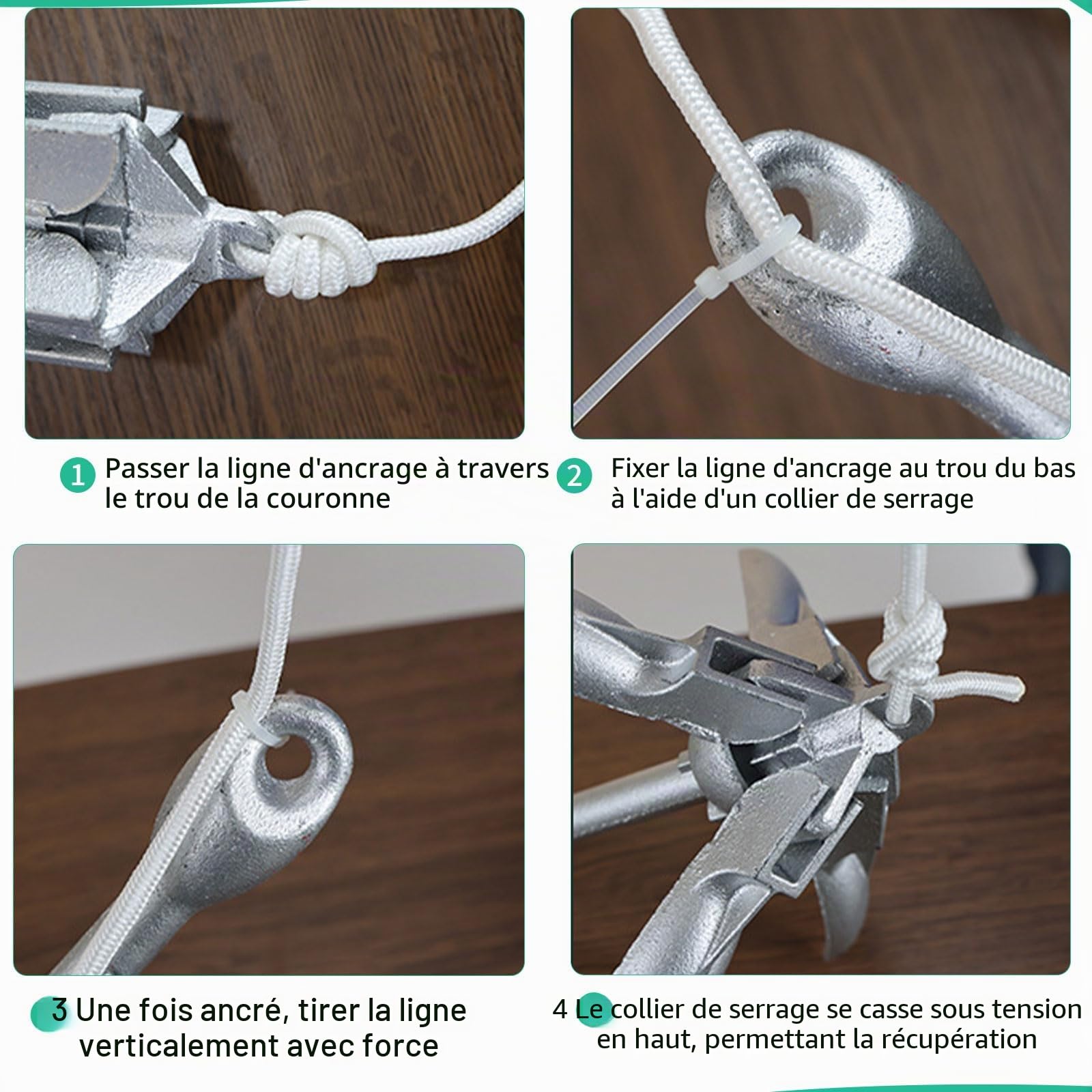 SWAWIS Ancre Bateau Kit 1,5 Kg Accessoire Bateau Ancre Pliante avec 20m de Ligne d'Ancre Bouée de Marquage et Sac de Rangement pour Kayak Gonflable Bateau Gonflable Canoe Jet Ski Gonflable