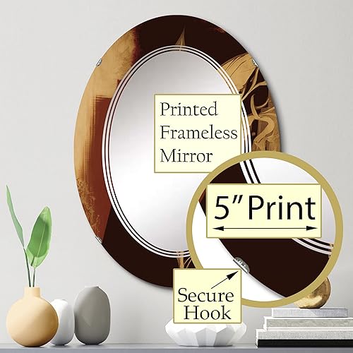 Miniatura 3 de Terra Cotta Chocolate Leaves I- Vanity Mirror, Bathroom Mirrors, Wall Mirrors for Living Room, Bedroom - Round Mirror - Large 24'x24', 32'x32'