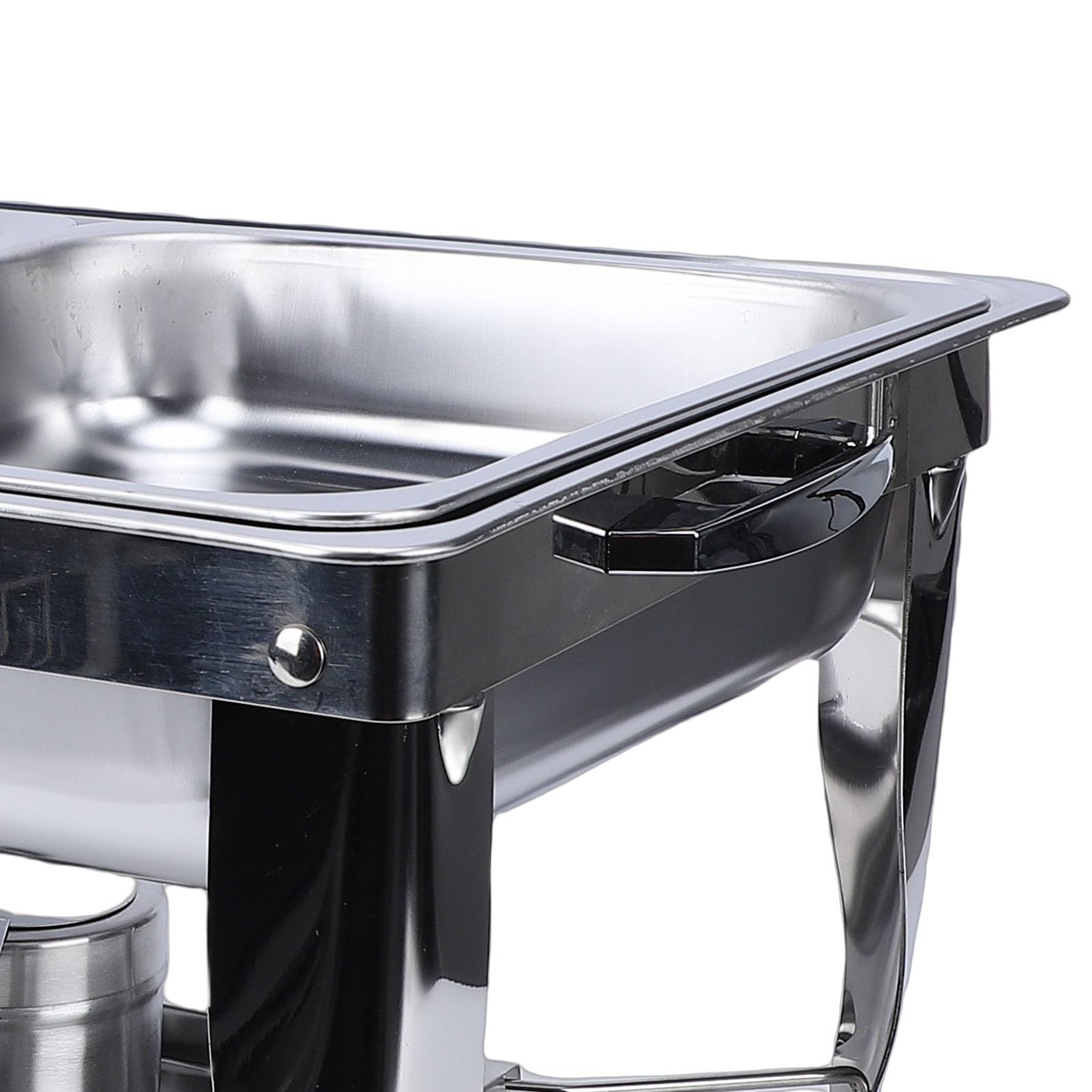 Jenngaoo Chafing Dish Buffet Set con Tapa Cuadrada Servidor de Doble Compartimento Calentador de Alimentos, Marco Plegable para Uso Comercial en Restaurantes y Hoteles