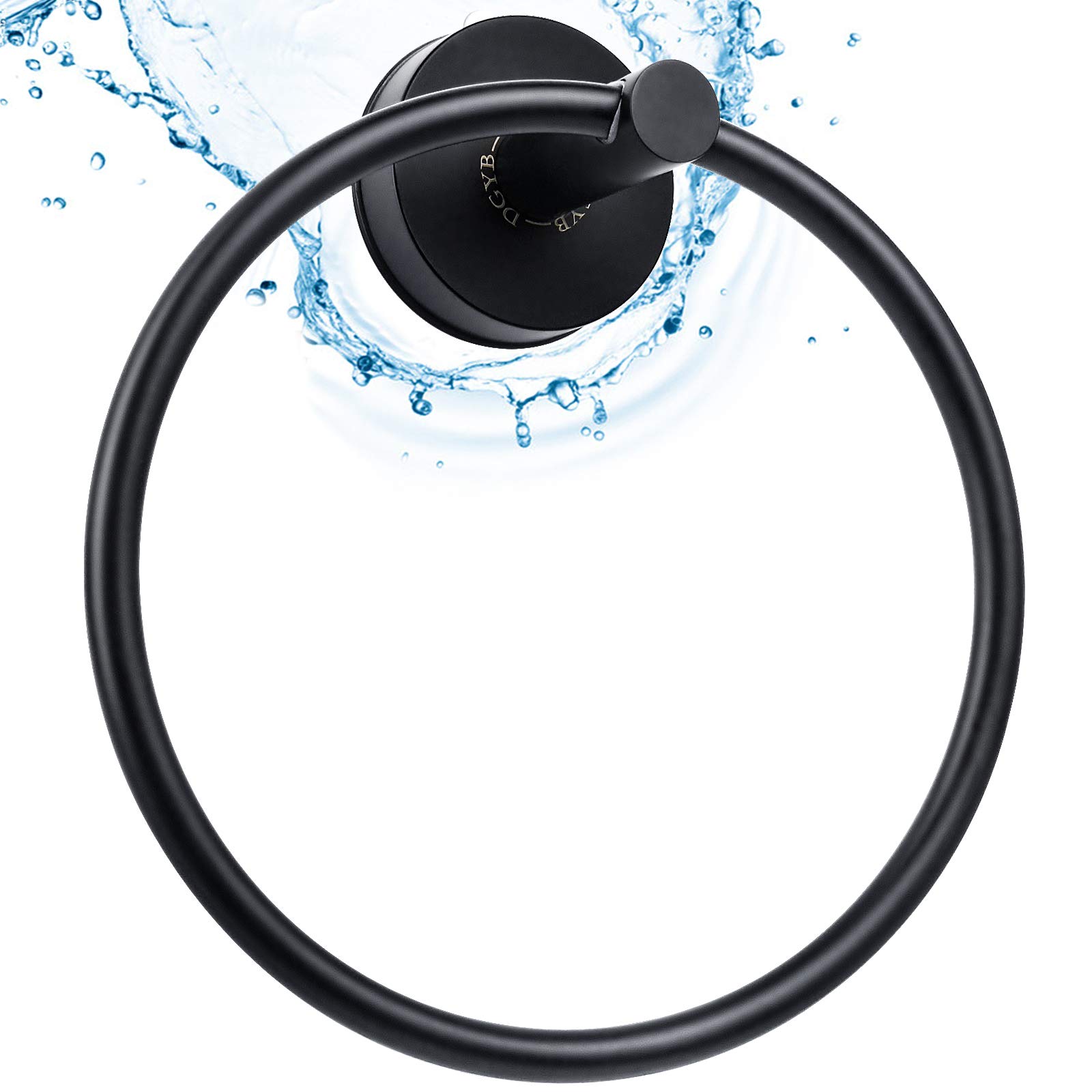 DGYB Suction Cup Towel Ring Matte Black Hand Towel Holder for Bathroom Wall SUS 304 Stainless Steel Kitchen Towel Hanger