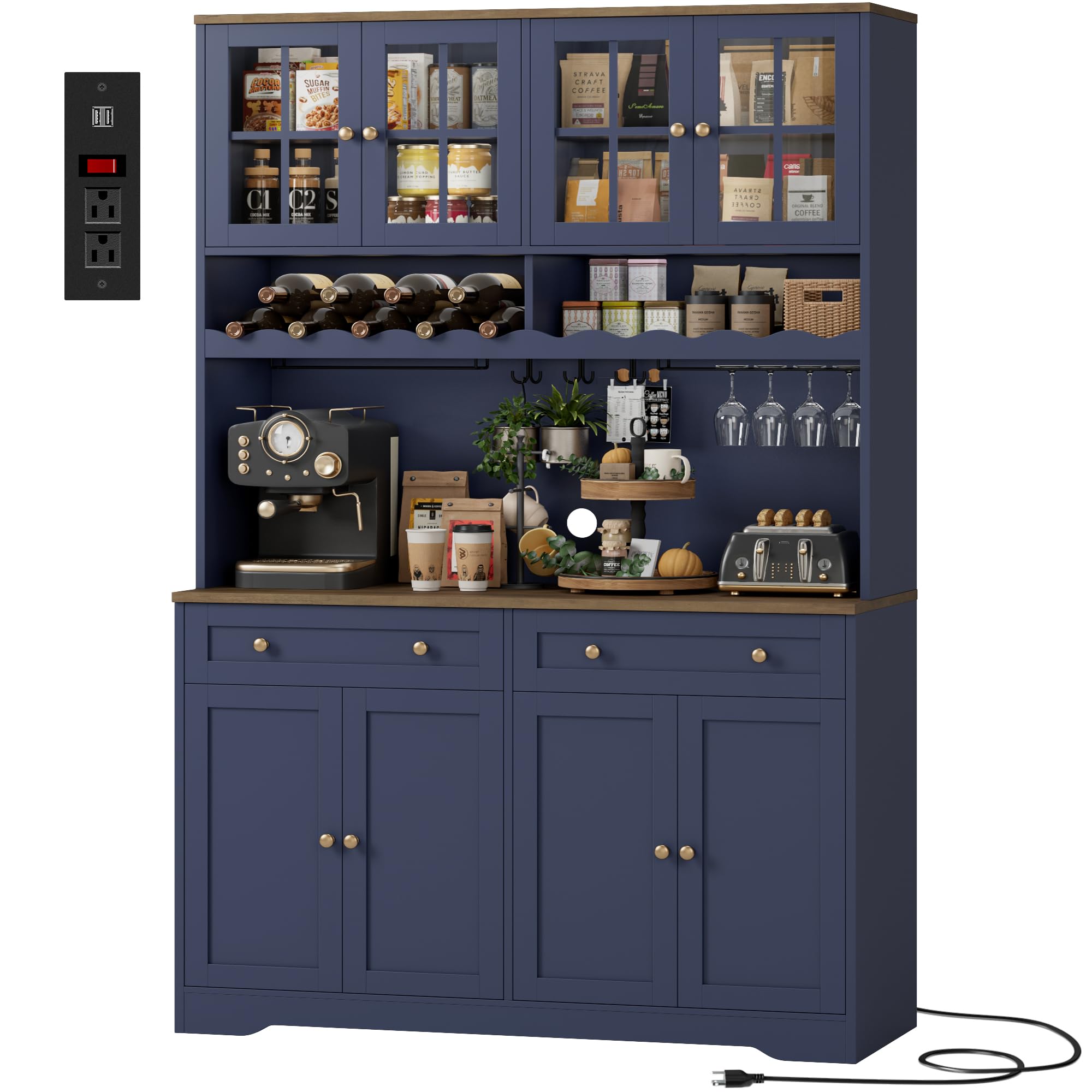 HOSTACK 75"H Kitchen Pantry Storage Cabinet, Coffee Bar, Tall Hutch Cabinet