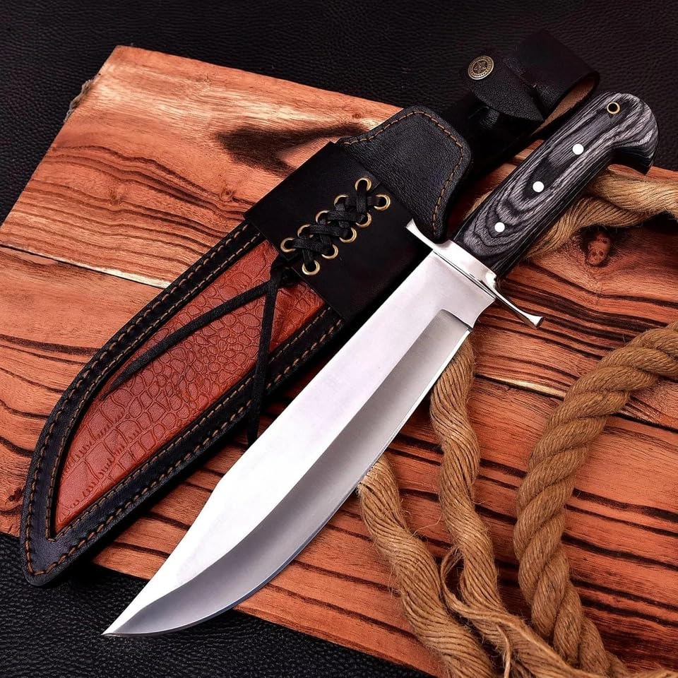 Novahaven Cuchillo Bowie de Acero D2, Hoja Fija de 15 Pulgadas | Full Tang