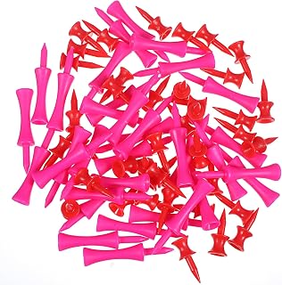 oruola 100 camisetas de castillo rosa, camisetas de golf no de plástico, duraderas y pequeñas, color rojo, rojo rosa, 2 colores brillantes altamente visibles, sostenibles
