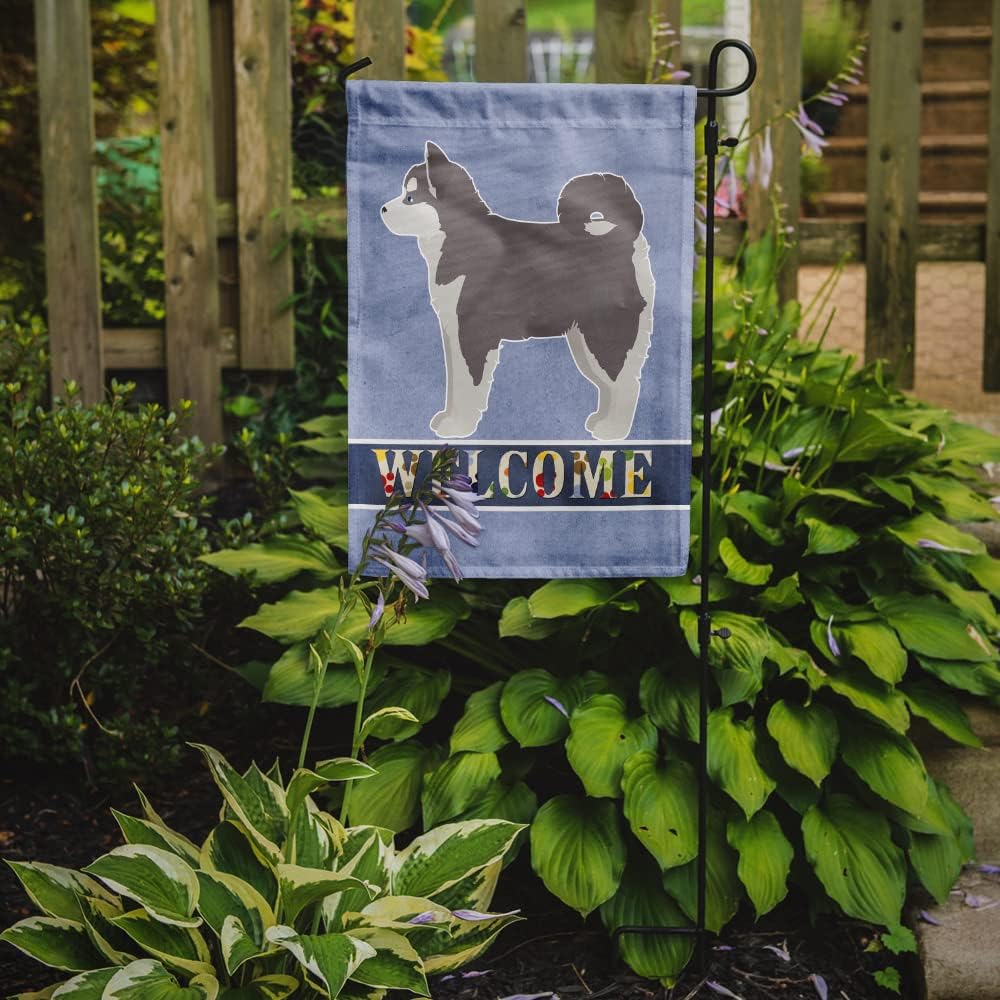 Caroline's Treasures CK3768GF Pomsky #2 Welcome Garden Flag Mailbox Flag Decorative Yard Flag Banner Outside Patio Artwork Yard Flower Beds, Garden Size, Multicolor image 2