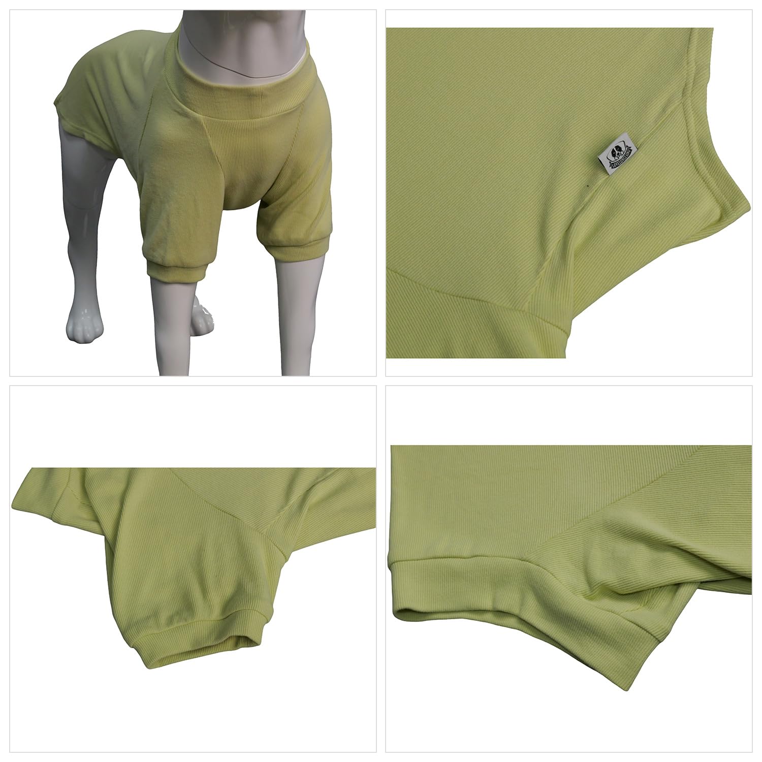 Lovelonglong Ribbed Dog T-shirt Cotton Knitted Dog Sweaters for All Season Pet T-shirts for Large Medium Small Dogs Chartreuse S - Image 3