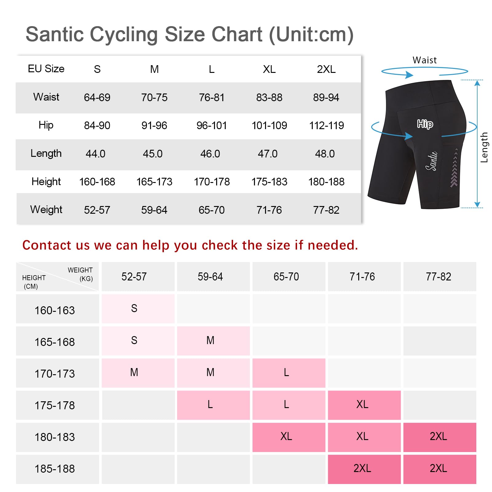 Santic Spodenki rowerowe Damskie wyściełane spodenki rowerowe Kolarstwo Damskie wyściełane spodenki rowerowe z kieszenią