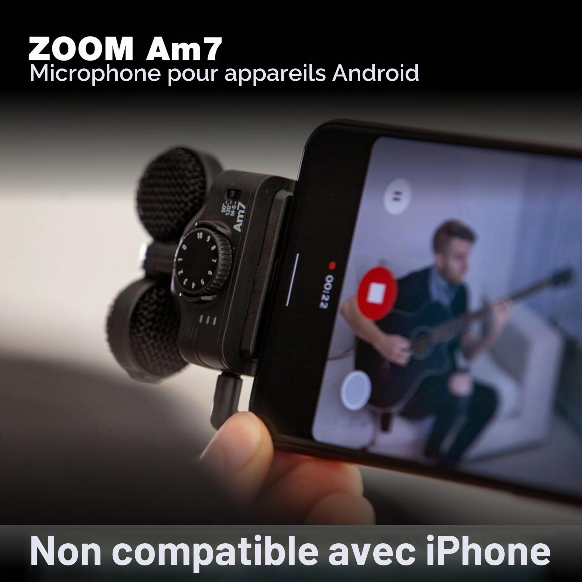 Zoom Am7 Microphone stéréo Mid-Side USB-C pour Smartphone Android