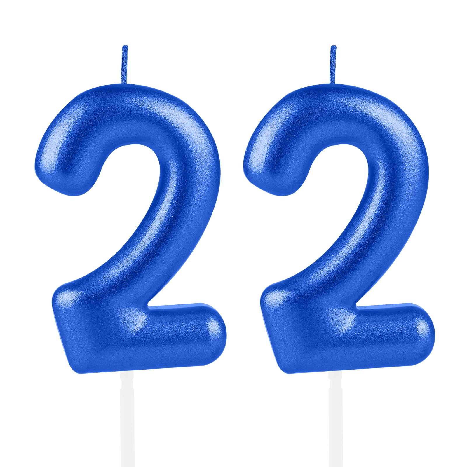 Royal Blue Number 22 Candles, Navy Happy 22nd Birthday Candles for Cake, Blue Cake Topper Decorations for Men Women 22nd Birthday Party Decorations