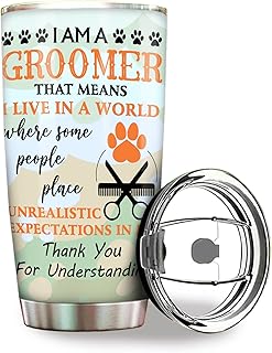 MEDROC Pet Groomer Tumbler Stainless Steel 20oz, I Am A Dog Groomer Funny Dog Groomer Gift For Birthday Christmas, Dog Groomer Gifts For Women Men Coworker Staff, Dog Groomer Tumbler Wrap