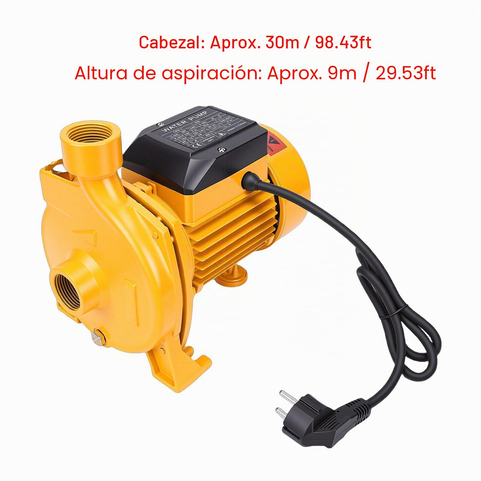 Bomba Centrífuga, Bomba de Agua Autocebante de 750 W con Salida de 1 Pulgada y Diseño de Rodamiento de Bolas Doble, Bombas de Refuerzo Silenciosas para Aspersión de Césped (Enchufe europeo