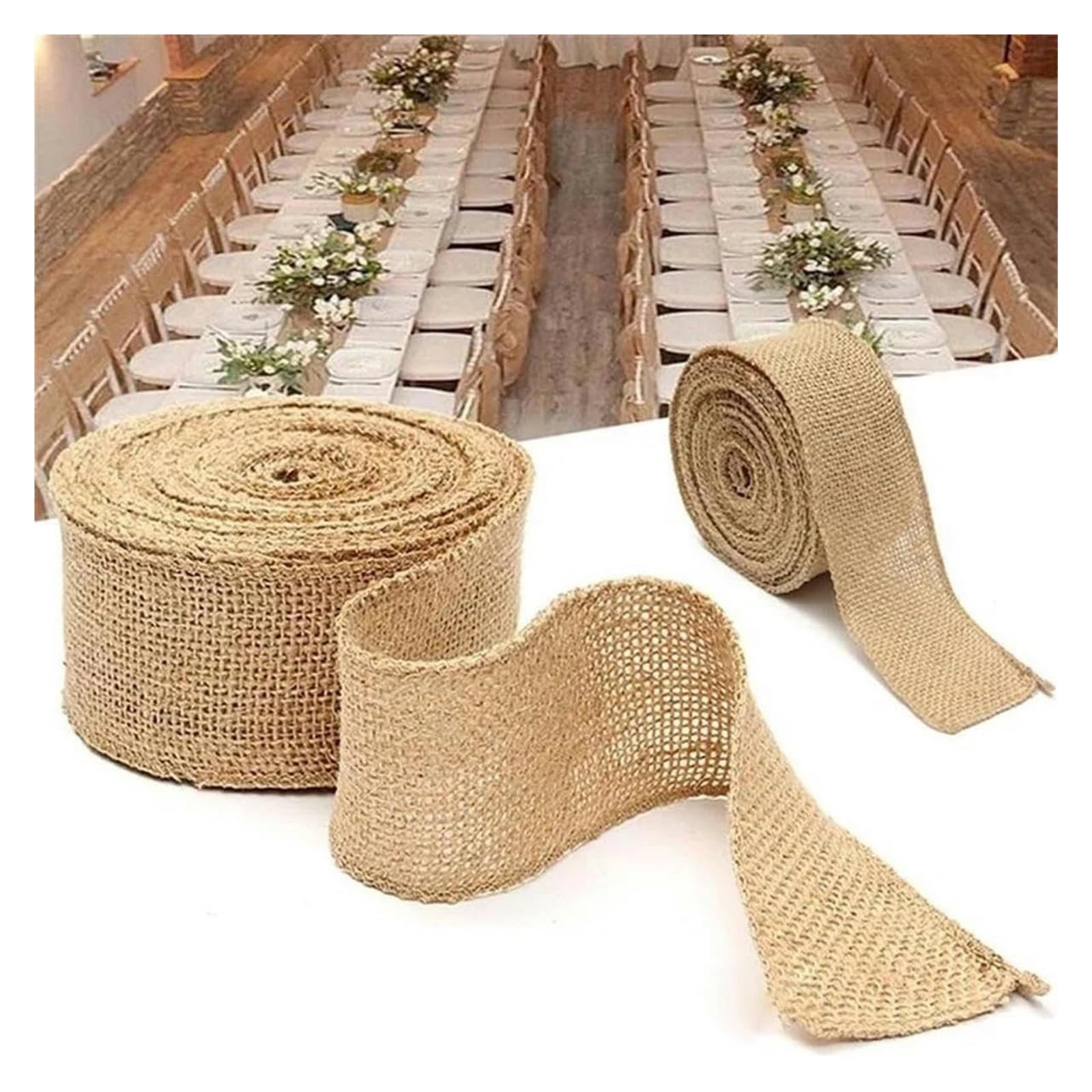 wstążka jutowa, Wstążki jutowe 2 m rolka podwójna ścianka DIY Wrap Craft Wedding Party,5-12 cm(Width 8cm)