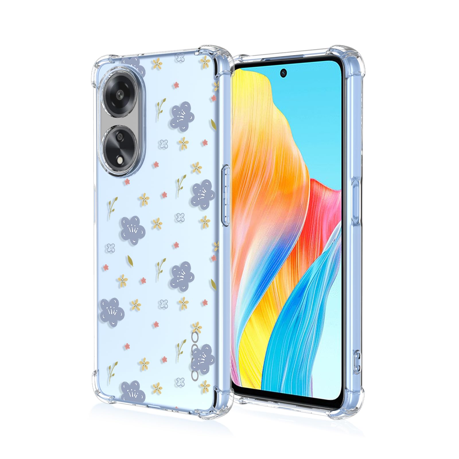 Dedux Cover per Oppo A38 4G / A18 4G, Custodia Trasparente Gradiente Protettivo TPU Case, Ultra Sottile Rinforzo a Quattro Angoli Cover (Viola/Blu