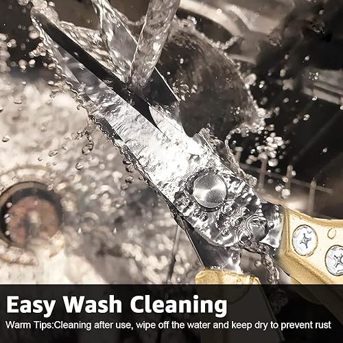 Miniatura 5 de ONEBOM - Tijeras de cocina, tijeras de cocina resistentes con hoja dentada para cortar carne, alimentos, pescado, aves de corral, accesorios de