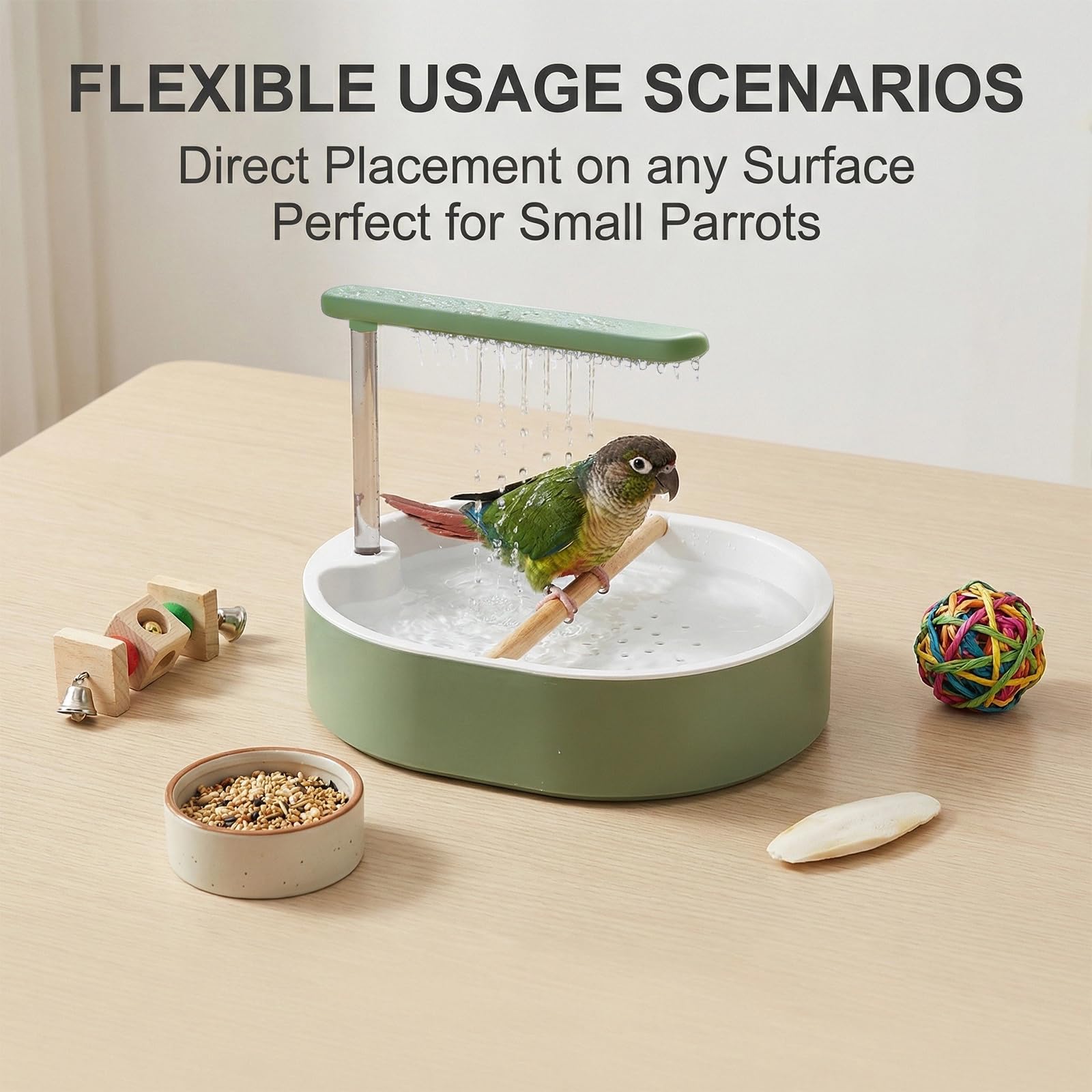 PORFOYO Bagno automatico per uccelli, 31,8 x 28 x 25 cm, vasca automatica per uccelli, vasca automatica per uccelli, doccia per uccelli, protezione dagli spruzzi d'acqua, per gabbie interne pappagalli