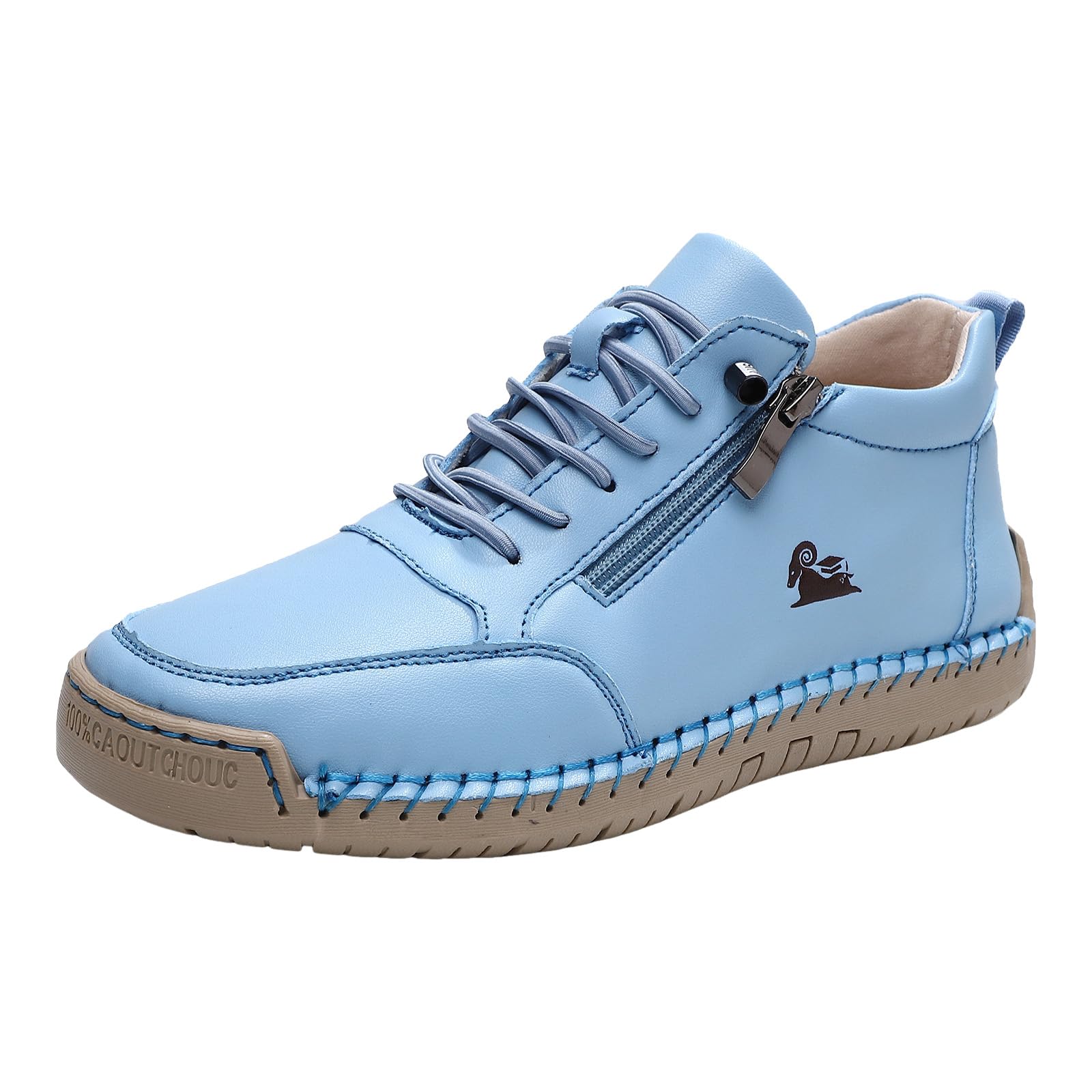 Womens Casual Ankle Boots Lace Up Retro Orthopedic Shoes with Side Zipper Comfortable Loafers Fashion Sneaker High Top