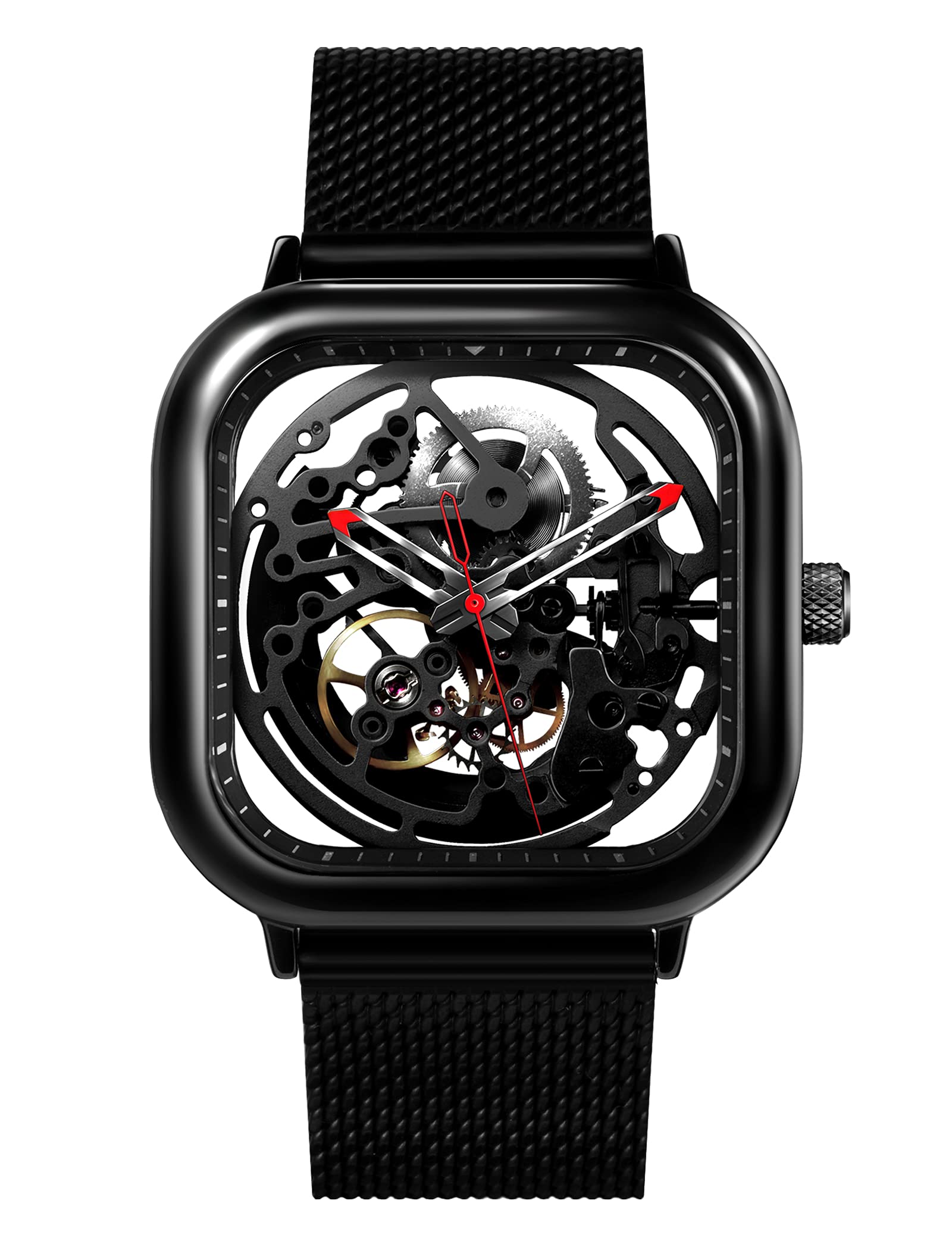 Fathers Day Gifts CIGADesign Mens Wrist Automatic Mechanical Watches for Men Watch Stainless Steel Waterproof Skeleton WristWatches Adjustable Mesh Band