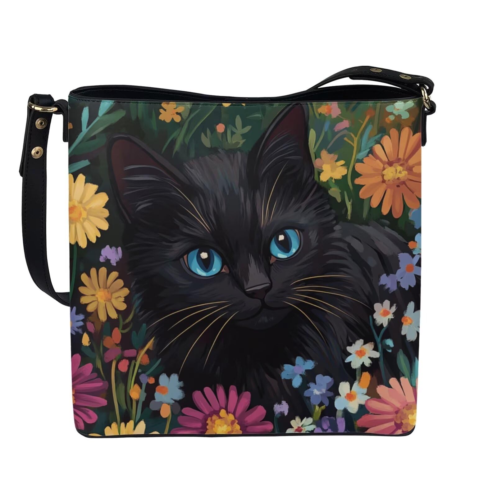 HUGS IDEA Boho Bags for Women Leather Handbag Shoulder Bucket Crossbody Purse