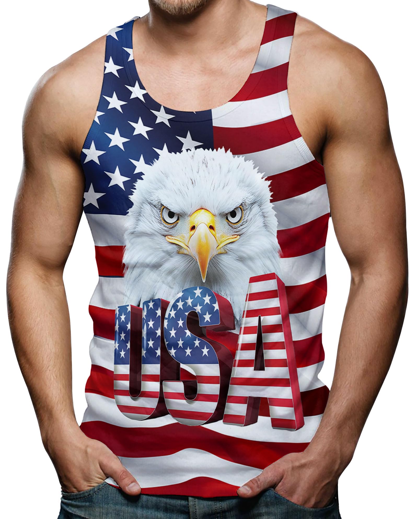 RAISEVERN Mens Funny Tank Tops 3D Graphic Sleeveless Summer Sports Gym Workout T-Shirt