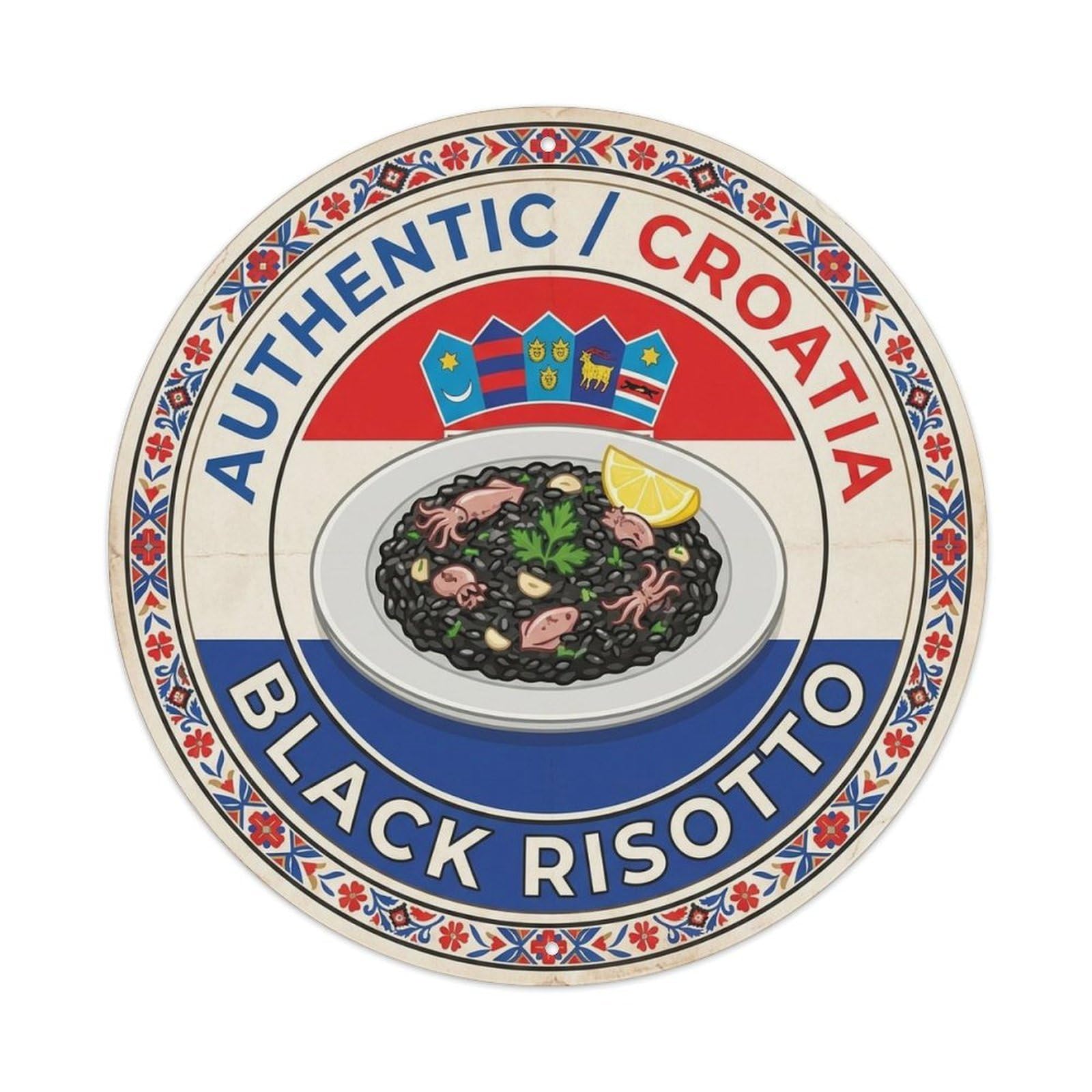 Croatia Travel Black Risotto Croatian Seafood Rice Metal Tin Sign