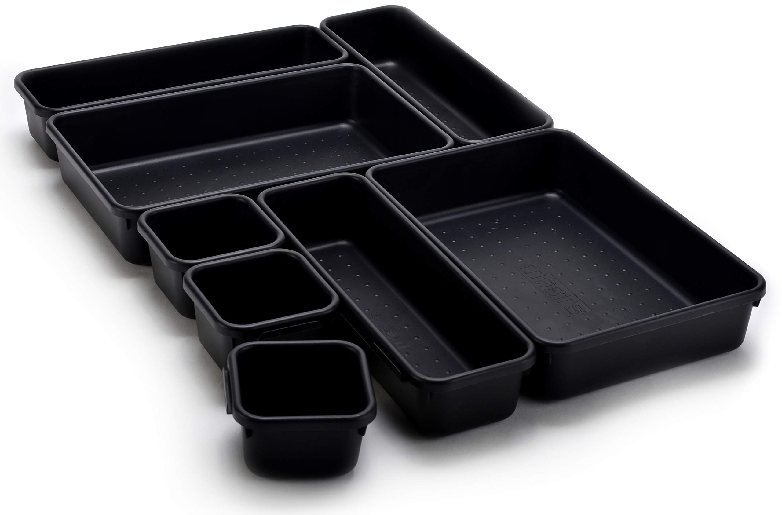 Masirs Interlocking Drawer Organizer Bins, Durable Plastic