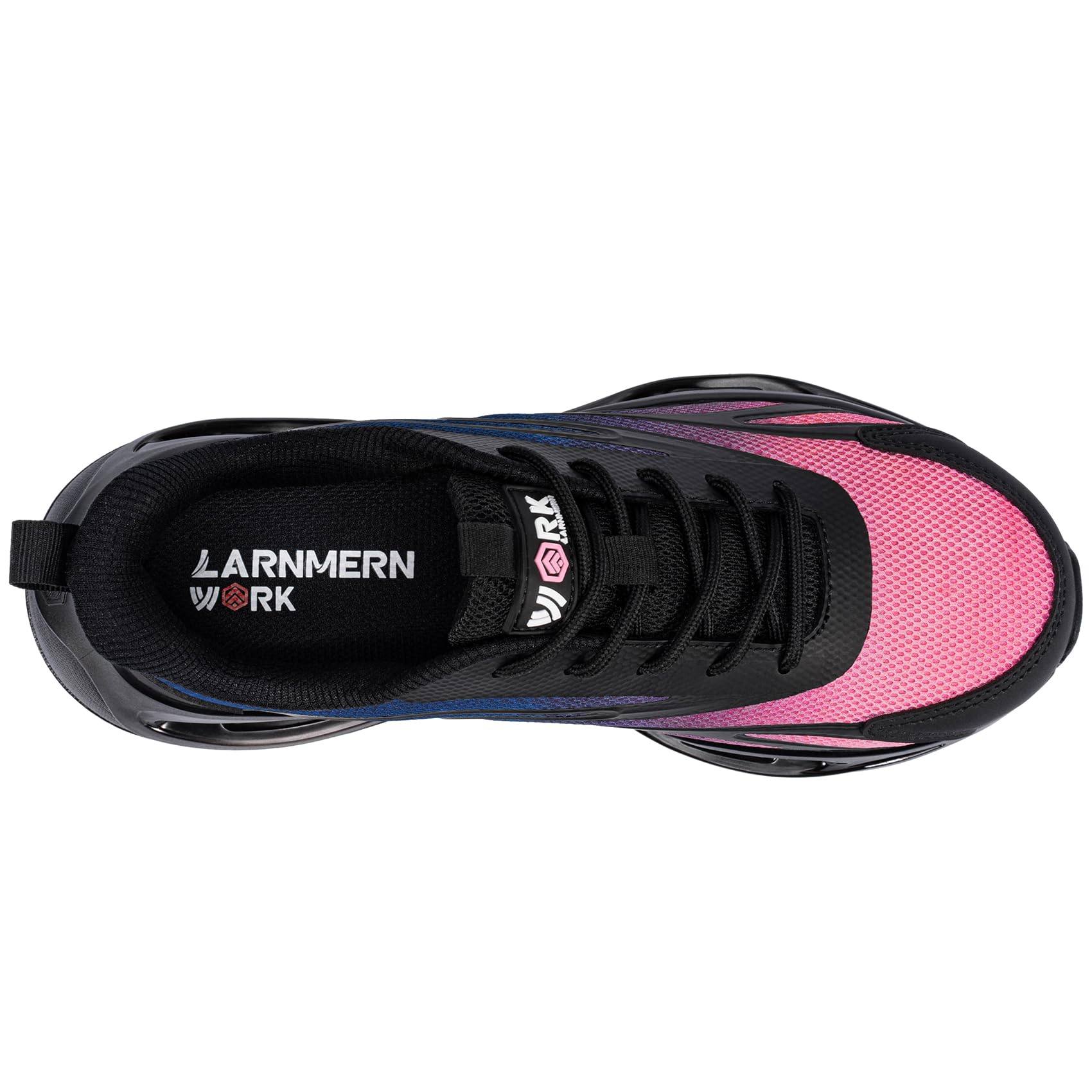 LARNMERN Zapatos de Seguridad Mujer Zapatillas de Seguridad Amortiguación Ligeros Comodidad Transpirabilidad Moda Zapatos de Trabajo(Azul Rosa,36EU)