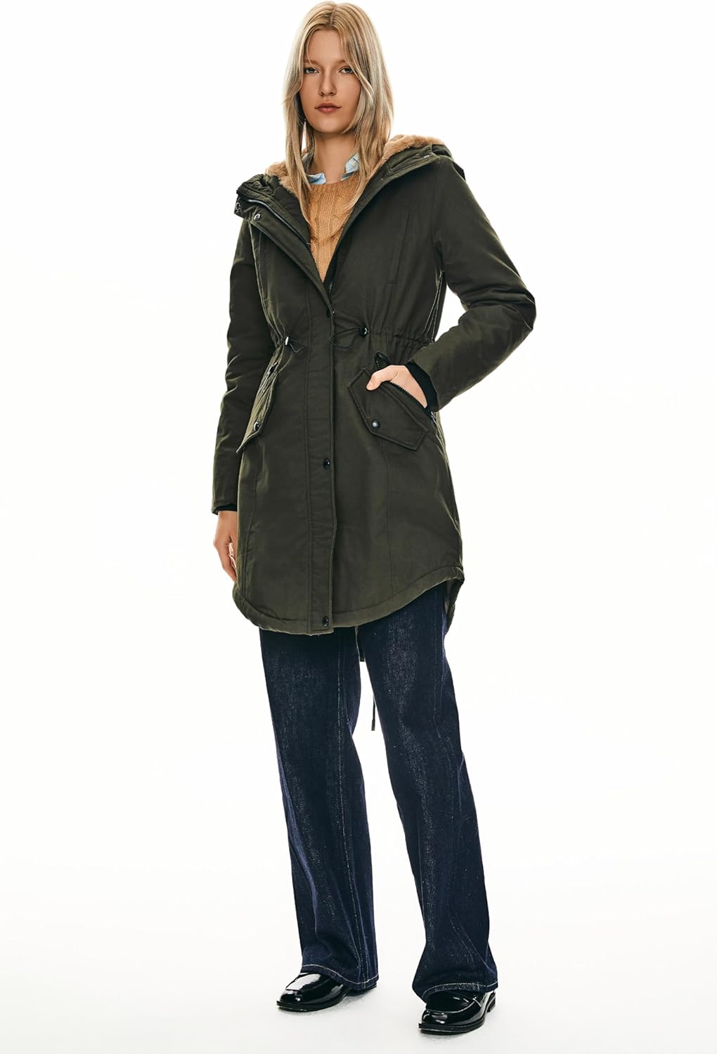 Orolay Women’s Thicken Fleece Lined Parka Winter Coat Hooded Jacket with Pockets