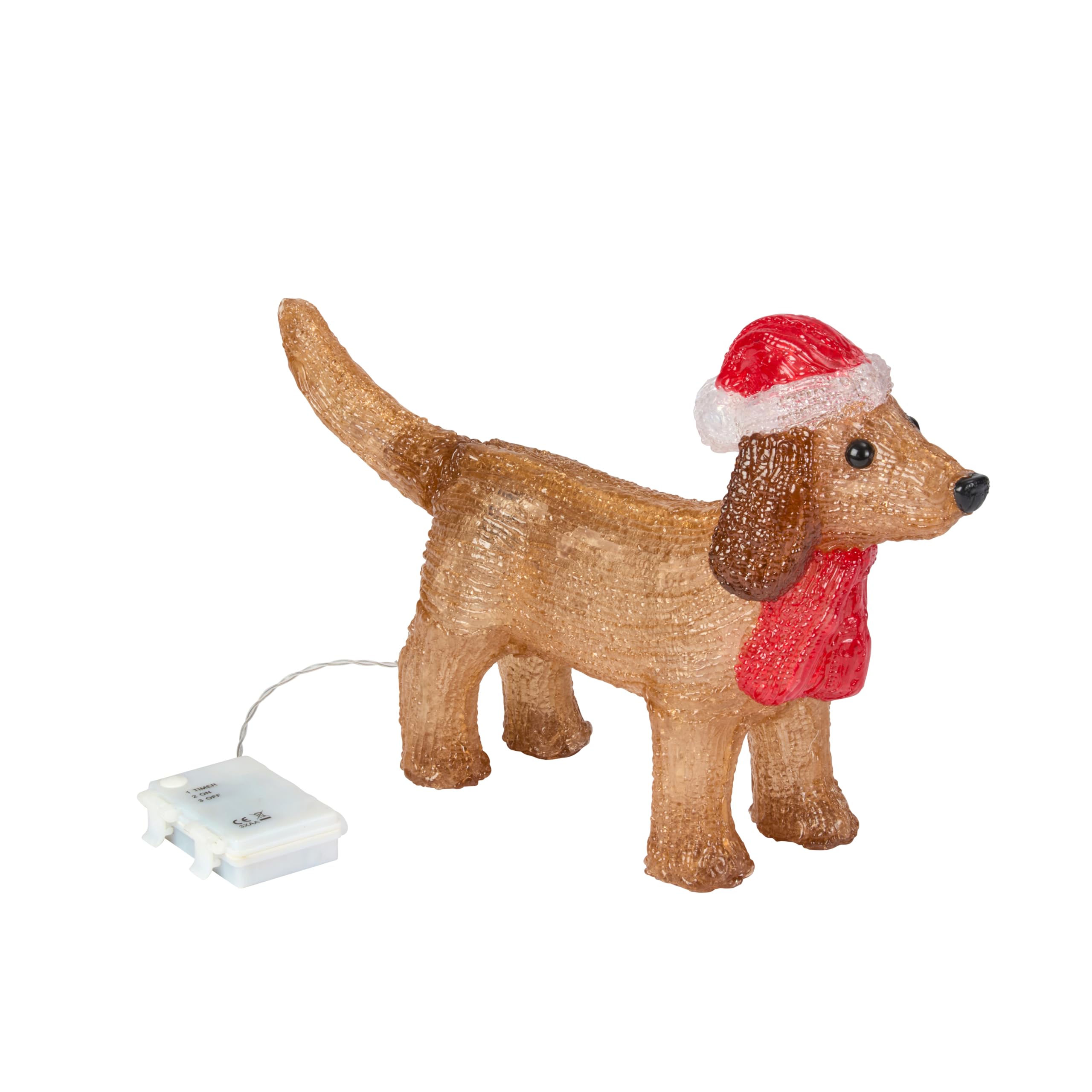 Smart Garden InLit Teckel de glace – Décoration de Noël en acrylique à piles avec 30 LED blanc froid – Décoration festive d'intérieur et d'extérieur avec minuterie automatique