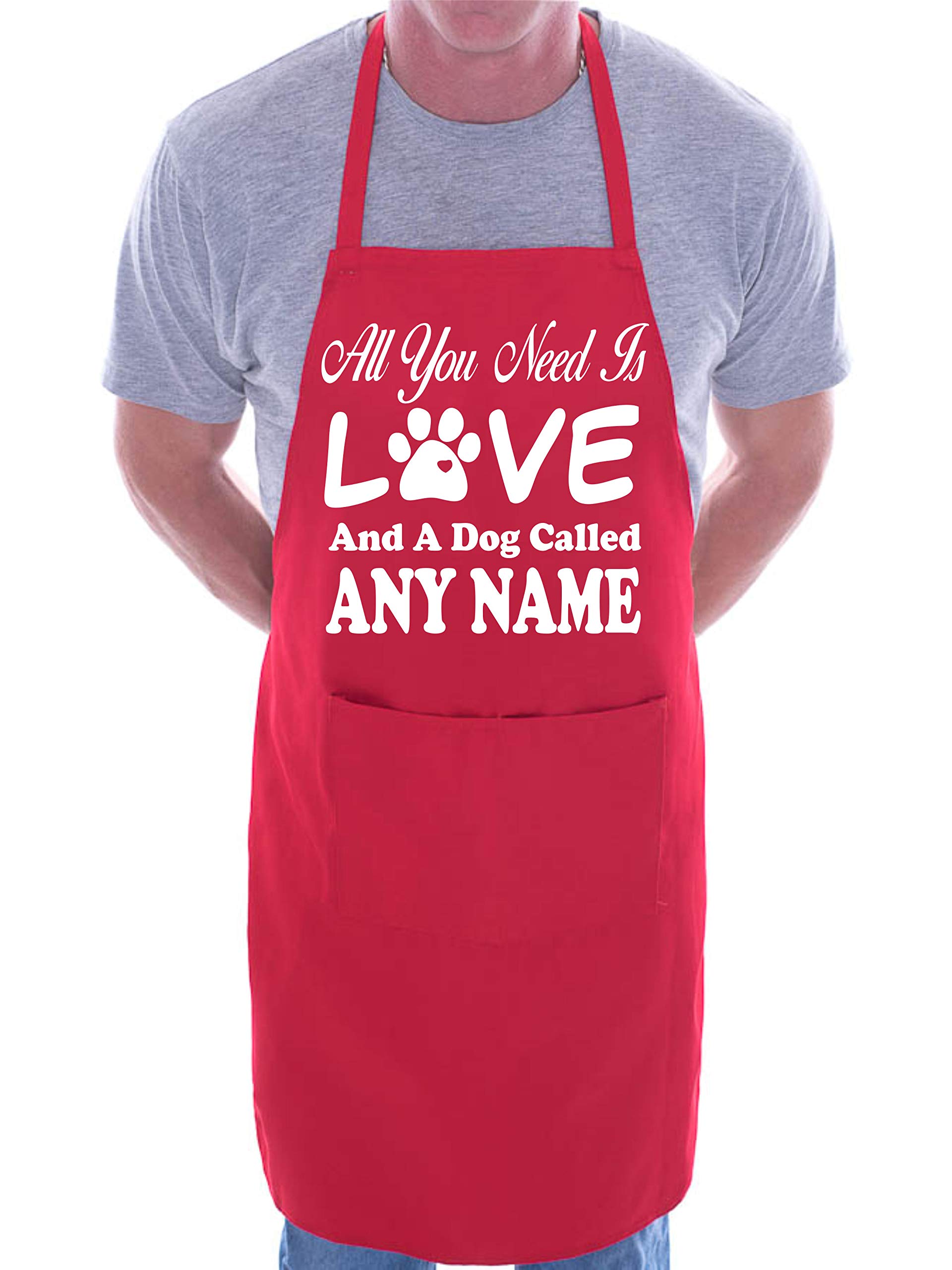 Print4U Love And Dog Called Any Name Personalised Apron Red