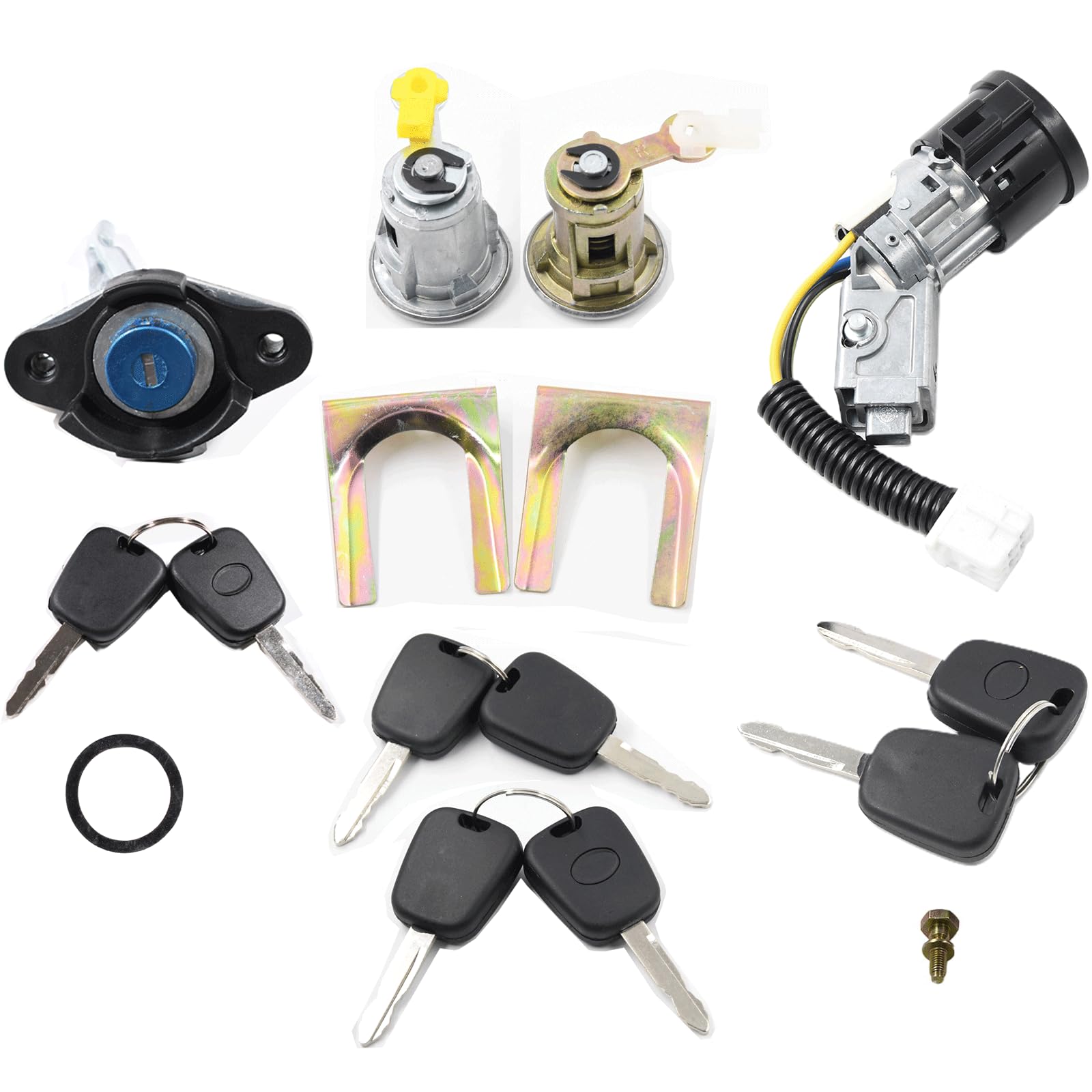 3 set di serrature di accensione e serrature per porte Set cilindri di chiusura con 8 chiavi compatibili con Citroen C1 Peugeot 107 Toyota Aygo 2005-2014