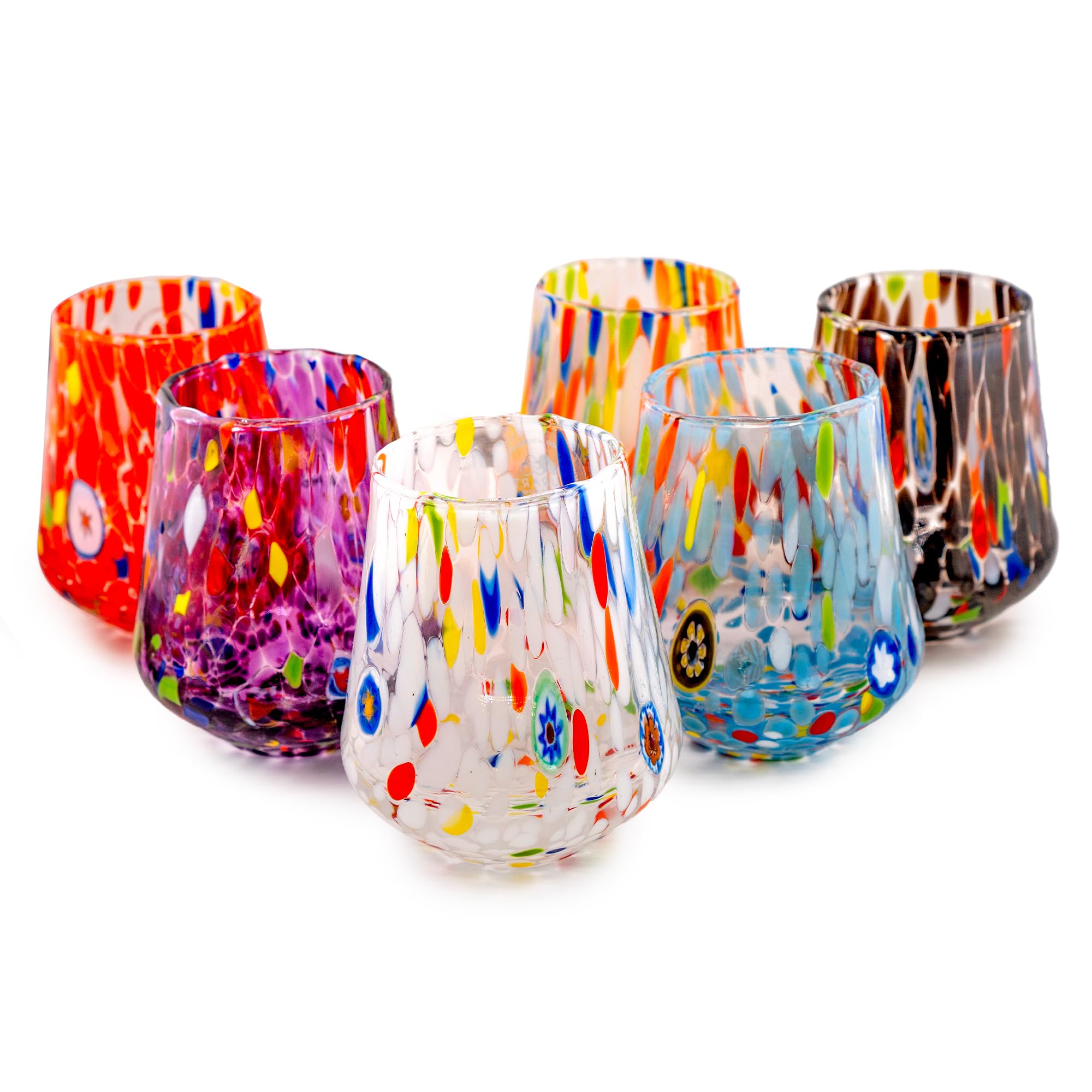 MurArt Murano Glasses Set of 6 Glasses 300 ml in Hand-Blown Glass