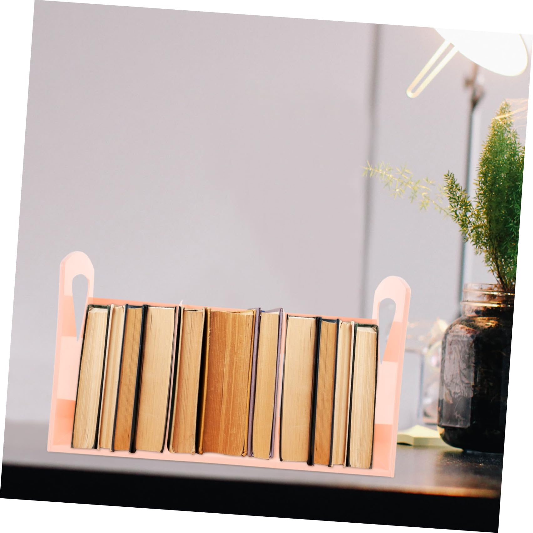 Scaffale per Libri da Scrivania a Tre Scomparti, Plastico, Khaki