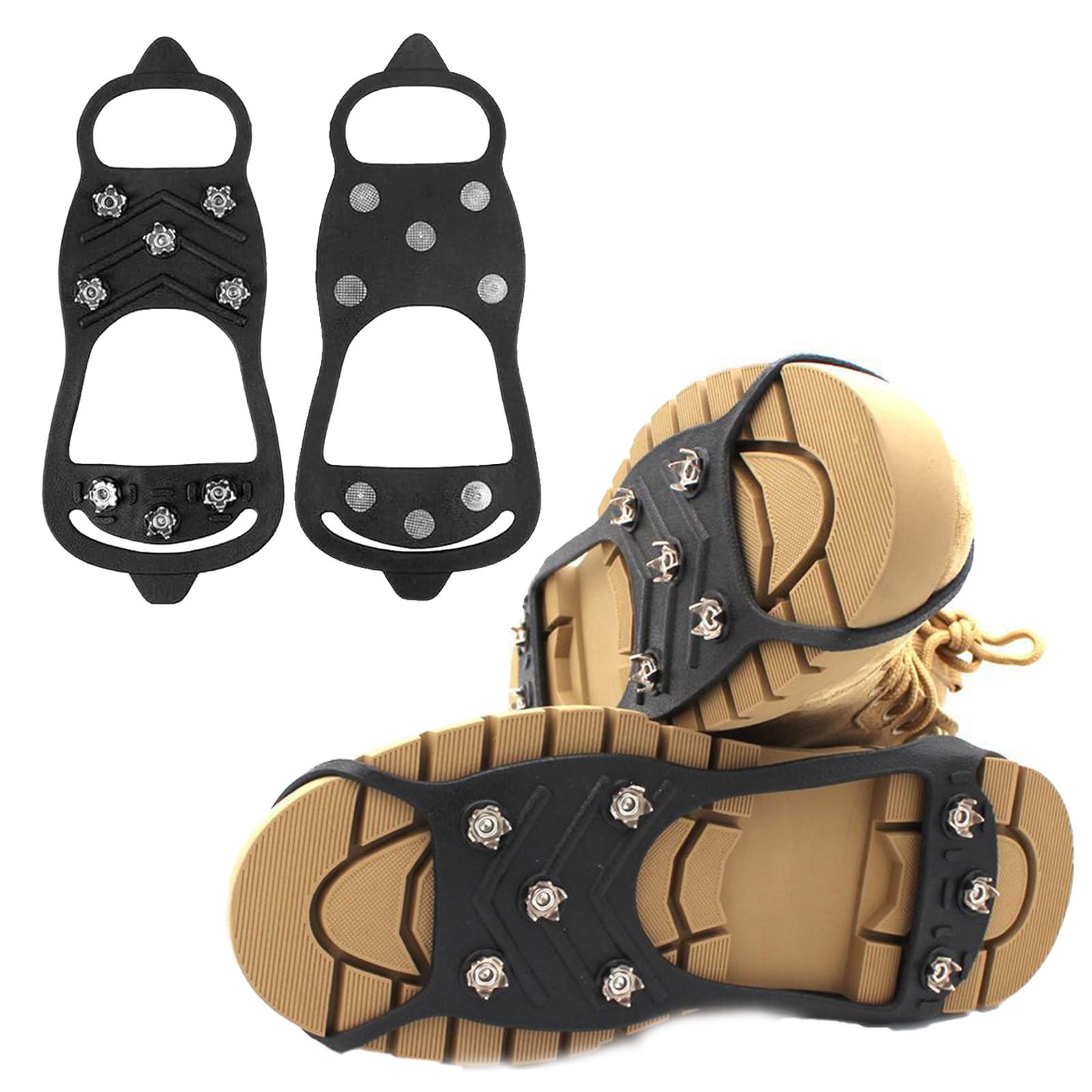 Crampons Neige, Crampons pour Chaussures d'hiver, Crampons avec 8 Dents, Crampons Antidérapants avec Pointes en Acier Inoxydable, Crampons Neige Antidérapants