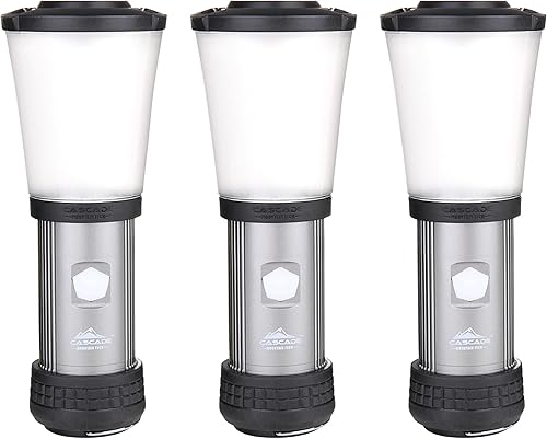 Cascade Mountain Tech Linterna LED resistente al agua IPX4 de 500 lúmenes con 3 modos de luz para uso al aire libre y de emergencia, paquete de 3,