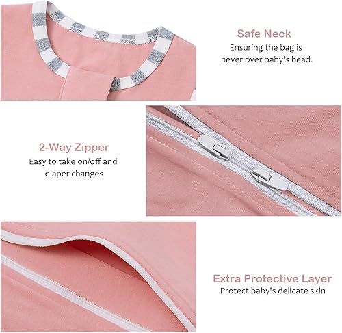 Miniatura 5 de Manta para bebé con cremallera de 2 vías, 100% algodón, suave y cómoda, saco de dormir para bebé, 1.0 TOG