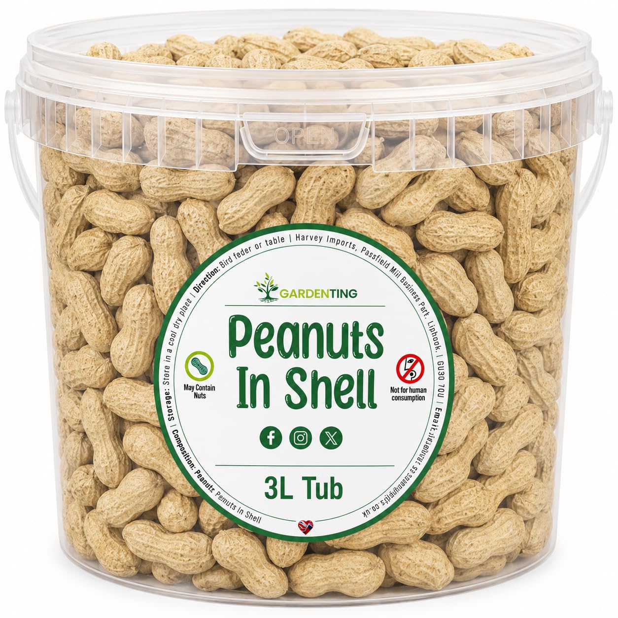 Premium Peanuts In Shell Monkey Nuts 3L Tub